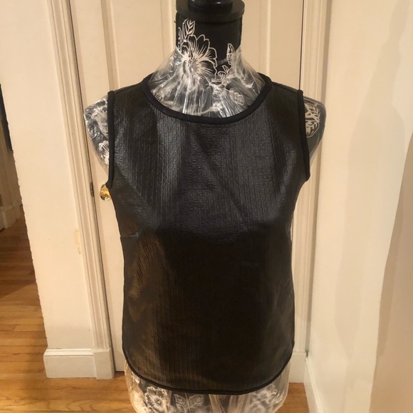 Studio M size medium Black vegan leather sleeveless top dress up or down NWT - Picture 3 of 12
